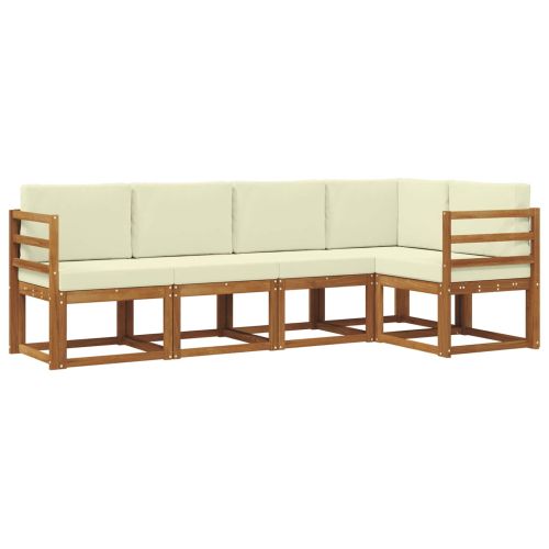 Комплект дивани за открито 5 pcs Натурален и Крема