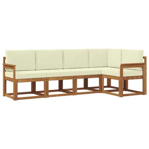 Комплект дивани за открито 5 pcs Натурален и Крема