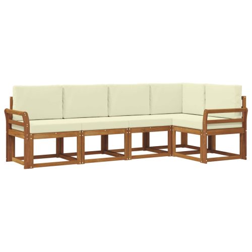 Комплект дивани за открито 5 pcs Натурален и Крема