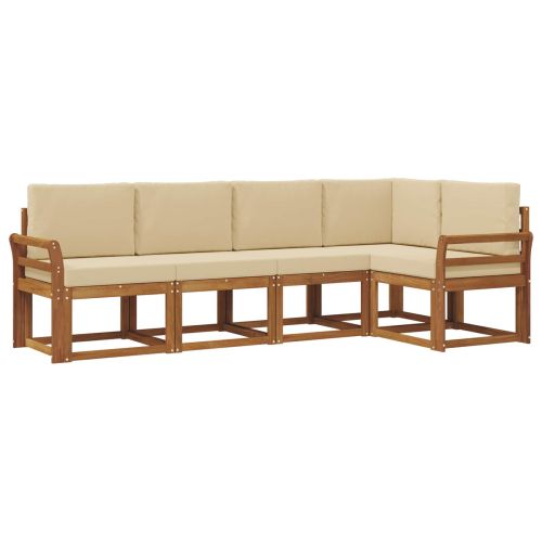 Комплект дивани за открито 5 pcs Натурален и Бежов