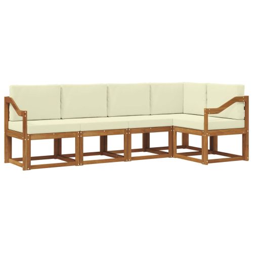 Комплект дивани за открито 5 pcs Натурален и Крема