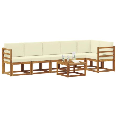 Комплект дивани за открито 7 pcs Натурален и Крема