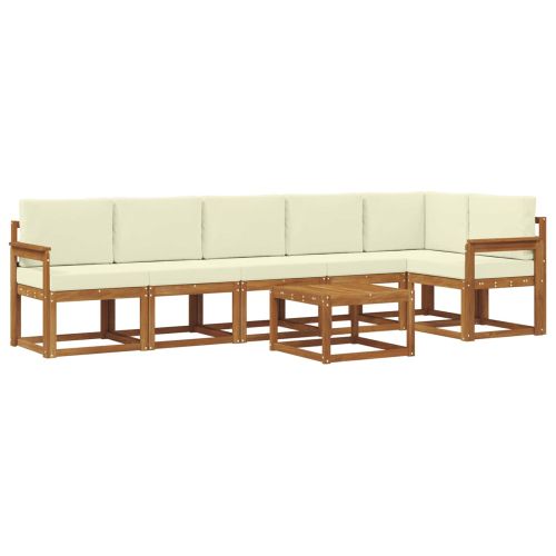 Комплект дивани за открито 7 pcs Натурален и Крема
