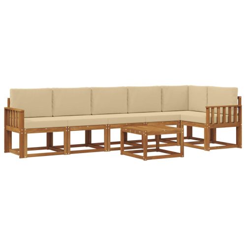 Комплект дивани за открито 7 pcs Натурален и Бежов