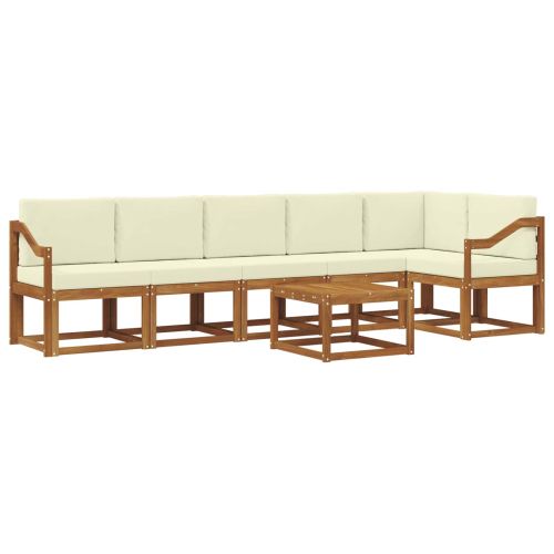 Комплект дивани за открито 7 pcs Натурален и Крема