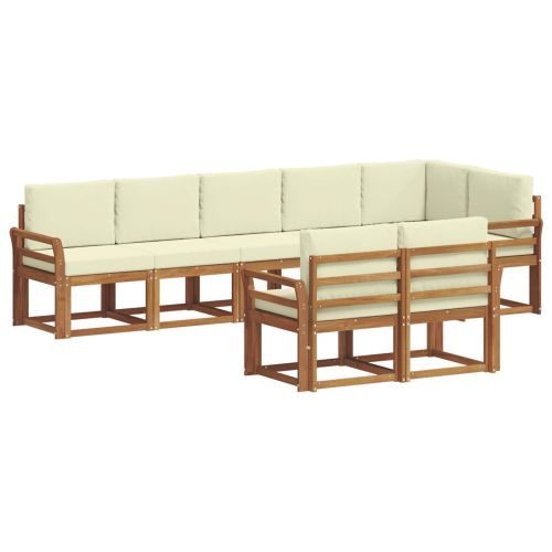 Комплект дивани за открито 8 pcs Натурален и Крема