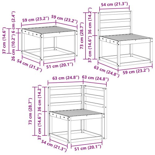 Комплект дивани за открито 9 pcs Естествен