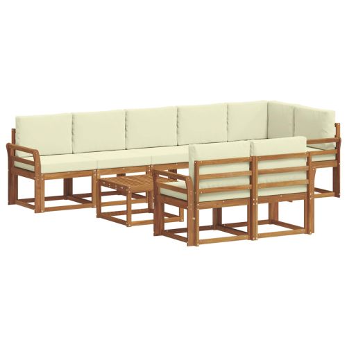 Комплект дивани за открито 9 pcs Натурален и Крема