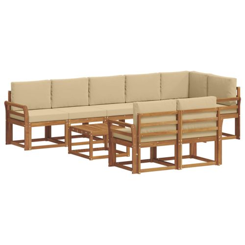Комплект дивани за открито 9 pcs Натурален и Бежов