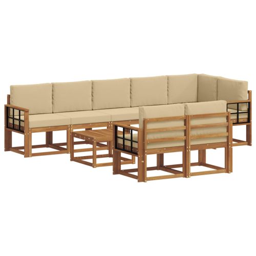 Комплект дивани за открито 9 pcs Натурален и Бежов