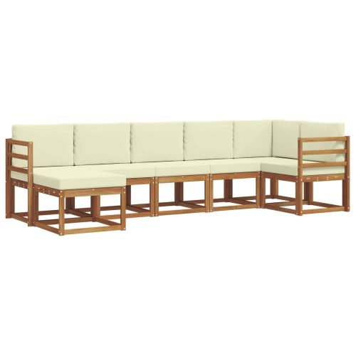 Комплект дивани за открито 7 pcs Натурален и Крема