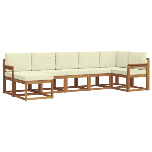 Комплект дивани за открито 7 pcs Натурален и Крема