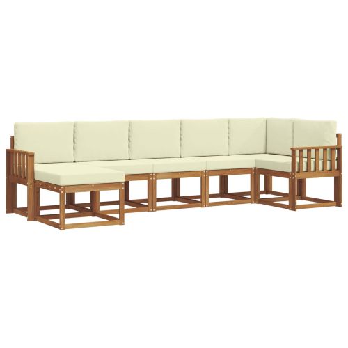 Комплект дивани за открито 7 pcs Натурален и Крема