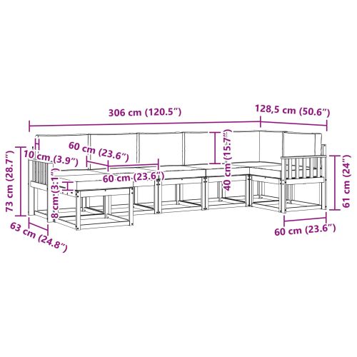 Комплект дивани за открито 7 pcs Натурален и Крема