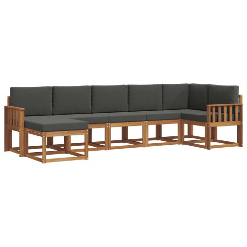 Комплект дивани за открито 7 pcs Натурален и Антрацит