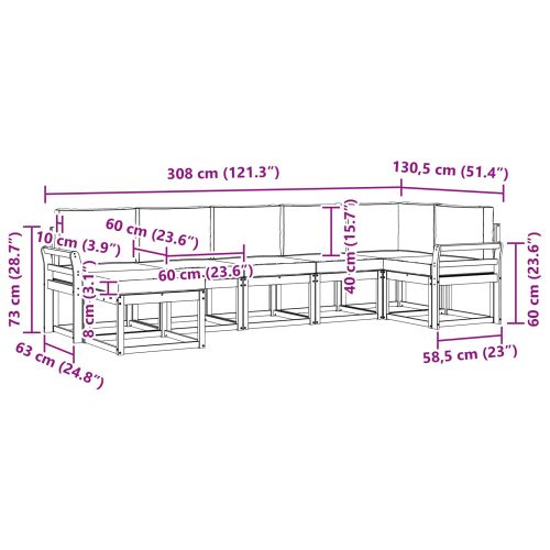 Комплект дивани за открито 7 pcs Натурален и Крема
