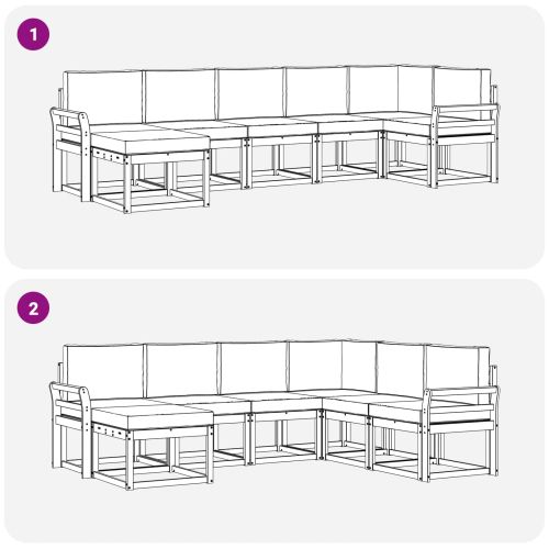 Комплект дивани за открито 7 pcs Естествено и светло сиво