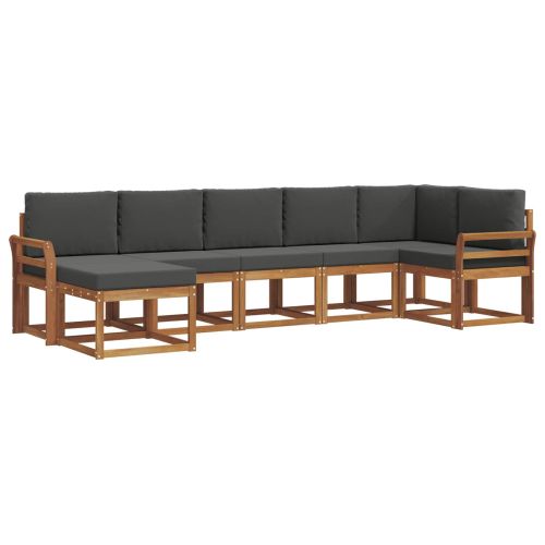 Комплект дивани за открито 7 pcs Натурален и Антрацит