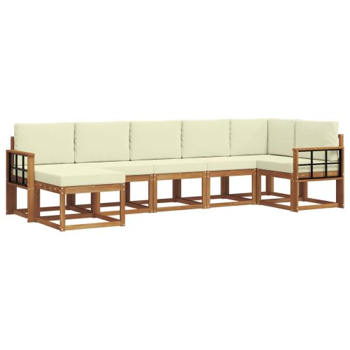 Комплект дивани за открито 7 pcs Натурален и Крема