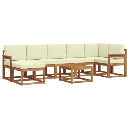 Комплект дивани за открито 8 pcs Натурален и Крема