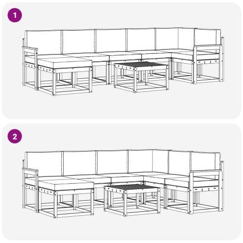 Комплект дивани за открито 8 pcs Натурален и Антрацит