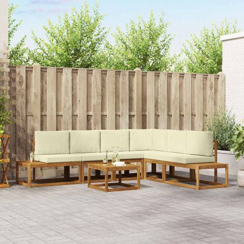 Комплект дивани за открито 7 Брой Натурален и Крема