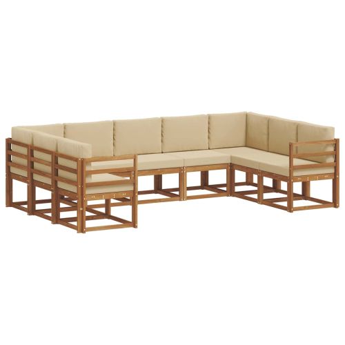Комплект дивани за открито 9 pcs Натурален и Бежов