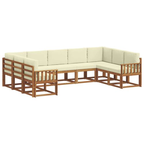 Комплект дивани за открито 9 pcs Натурален и Крема