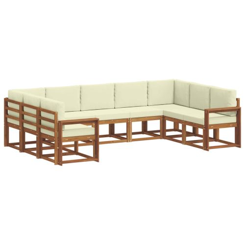 Комплект дивани за открито 9 pcs Натурален и Крема