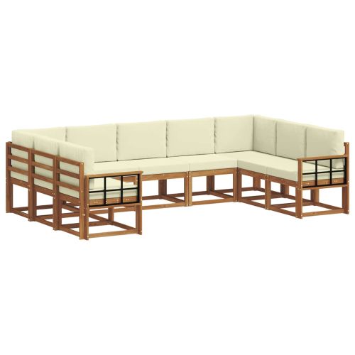 Комплект дивани за открито 9 pcs Натурален и Крема