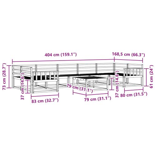 Комплект дивани за открито 8 pcs Естествен