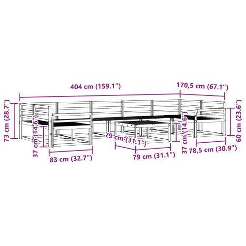Комплект дивани за открито 8 pcs Естествен
