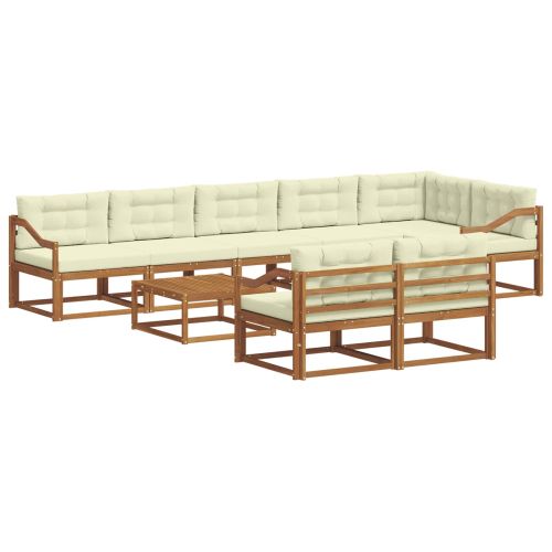 Комплект дивани за открито 9 pcs Натурален и Крема