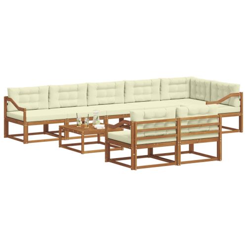 Комплект дивани за открито 9 pcs Натурален и Крема