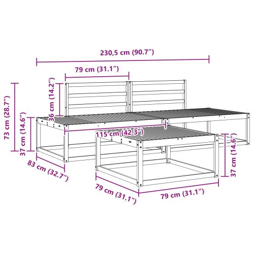 Комплект дивани за открито Естествен Солидно акациево дърво
