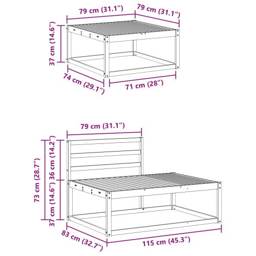 Комплект дивани за открито Естествен Солидно акациево дърво
