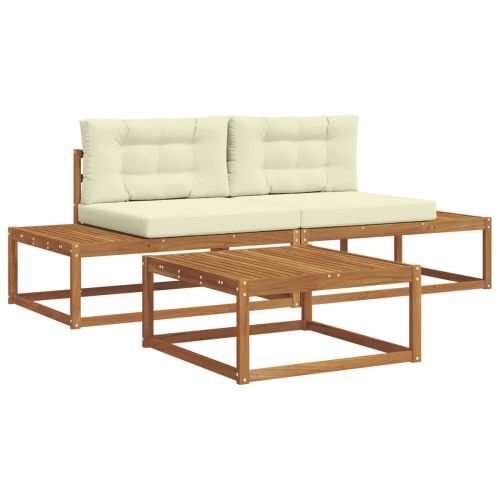 Комплект дивани за открито с възглавница Натурален и Крема