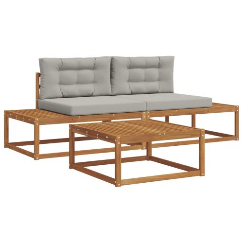 Комплект дивани за открито Естествено и светло сиво