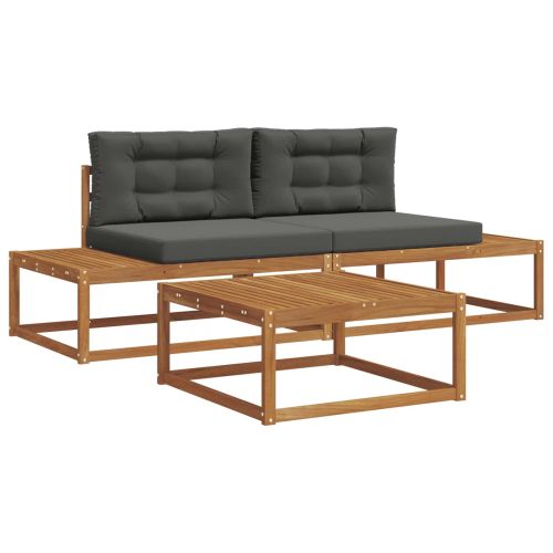 Комплект дивани за открито с възглавница Натурален и Антрацит