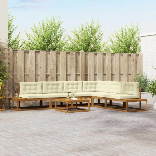 Комплект дивани за открито Натурален и Крема
