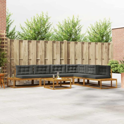 Комплект дивани за открито Натурален и Антрацит