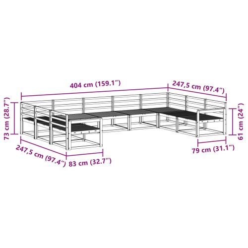 Комплект дивани за открито 9 pcs Естествен