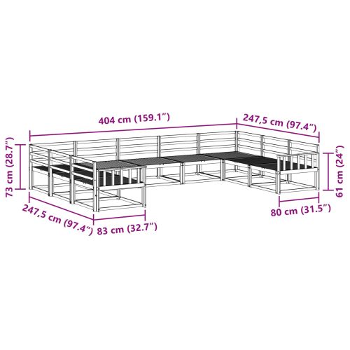 Комплект дивани за открито 9 pcs Естествен