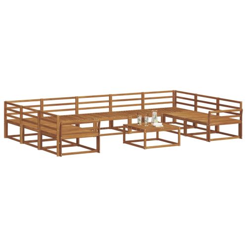 Комплект дивани за открито 10 pcs Естествен