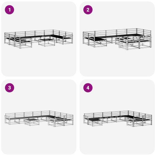 Комплект дивани за открито 10 pcs Естествен