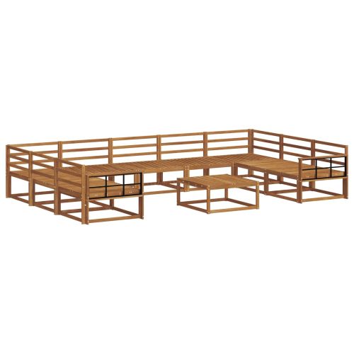 Комплект дивани за открито 10 pcs Естествен