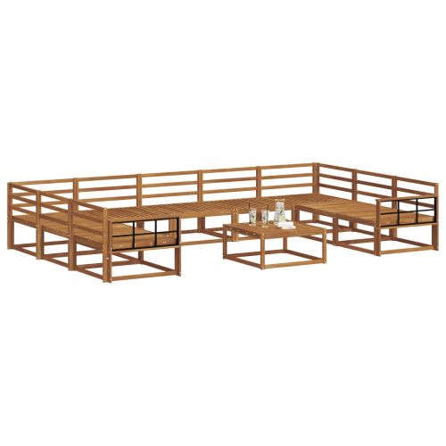 Комплект дивани за открито 10 pcs Естествен