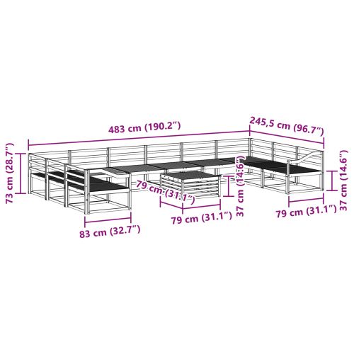 Комплект дивани за открито 11 pcs Естествен