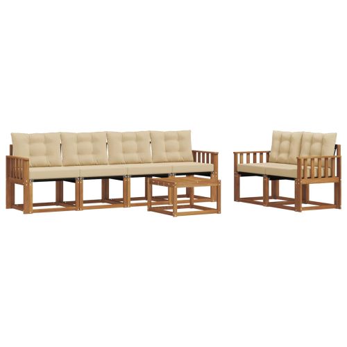 Комплект дивани за открито 7 pcs Натурален и Бежов