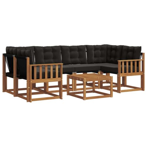 Комплект дивани за открито 7 pcs Естествено и черно